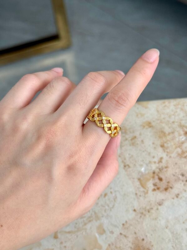 Lattice Braided Gold Open Ring