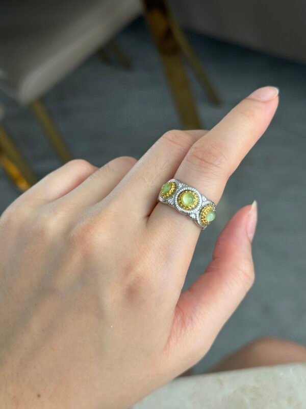 Lime Daisy Wide - faced Open Ring