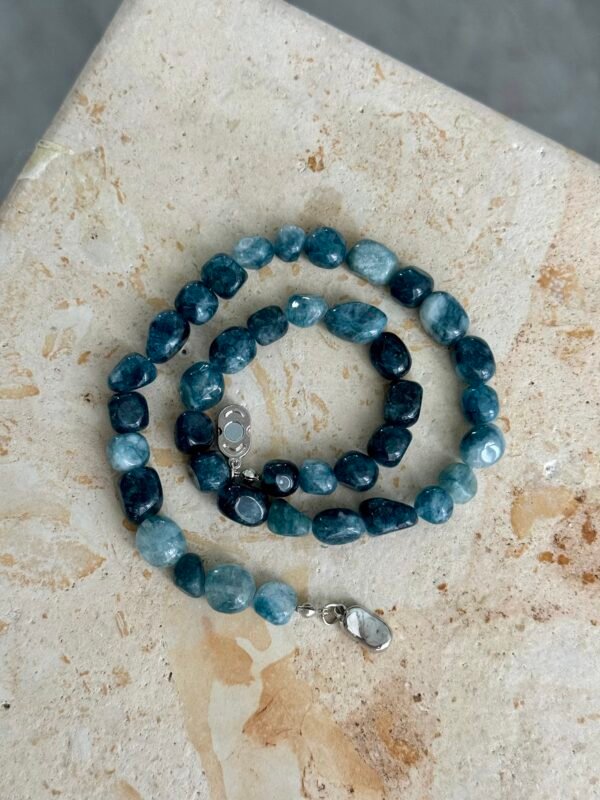 Tumbled Aquamarine Strand with Magnetic Silver Clasp