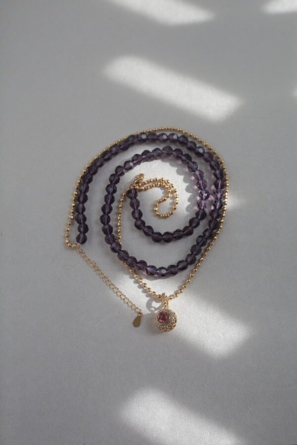 18k Gold-Plated Gilded Violet Bead Necklace