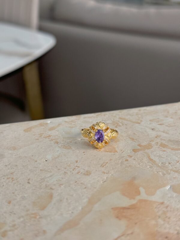 Vintage Amethyst - Inlaid Filigree Ring