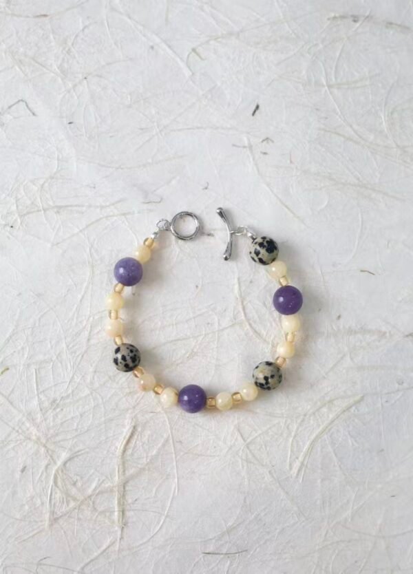 Lepidolite and Yellow Jade Beaded Bracelet