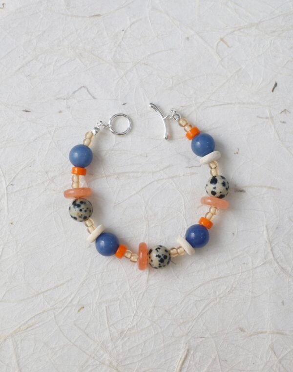 Dot Blue Orange Bead Bracelet